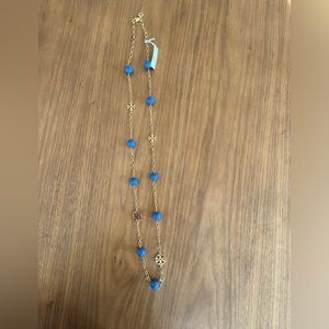 Tory Burch blue “colorful Evie logo chain rosary” necklace. NEW WITH TAGS.